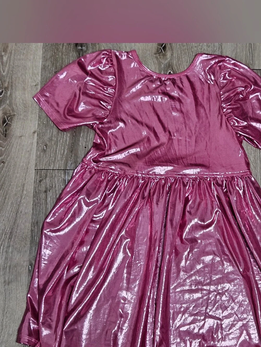 Pink Chicken Metallic Pink Shimmer Lame Steph Dress- Size 8Y